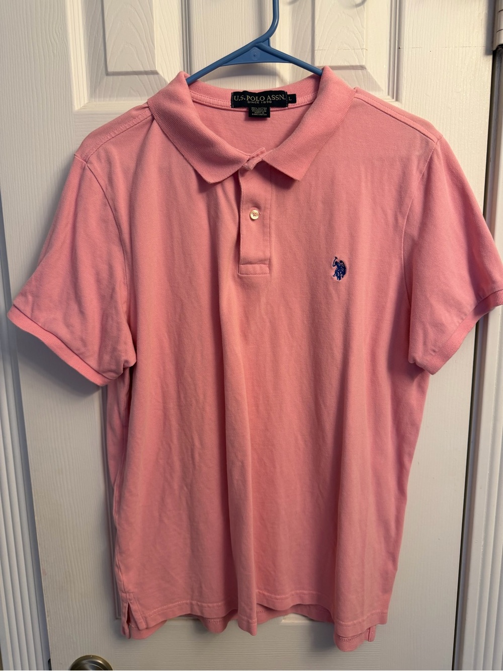 U.S. Polo Assn. Pink Short-Sleeve Polo with Navy Logo